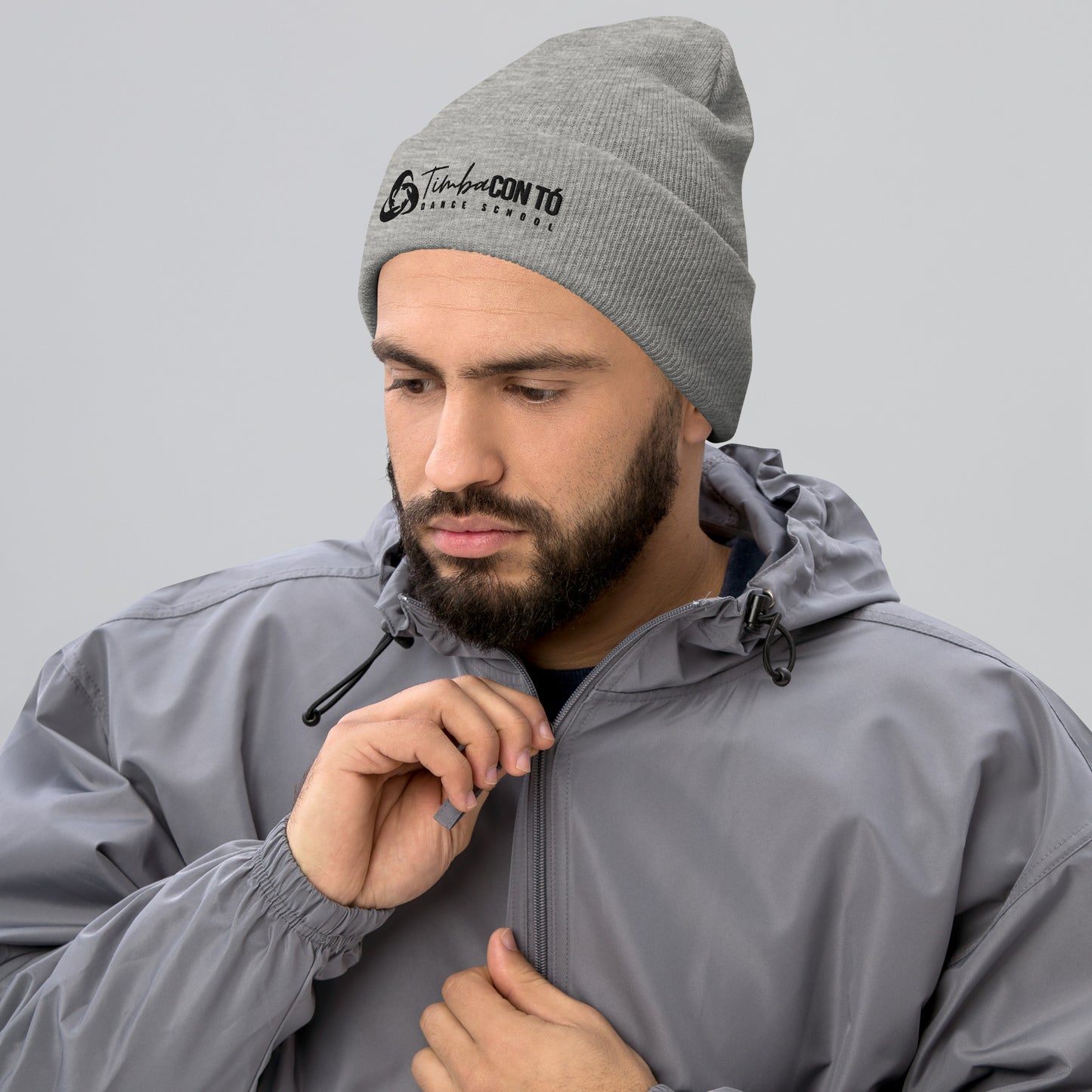 Gray and White Cuffed Beanies