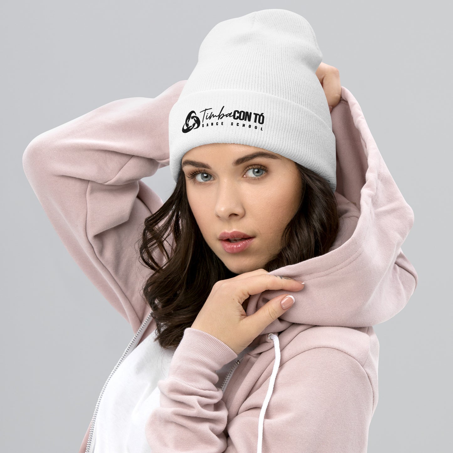 Gray and White Cuffed Beanies