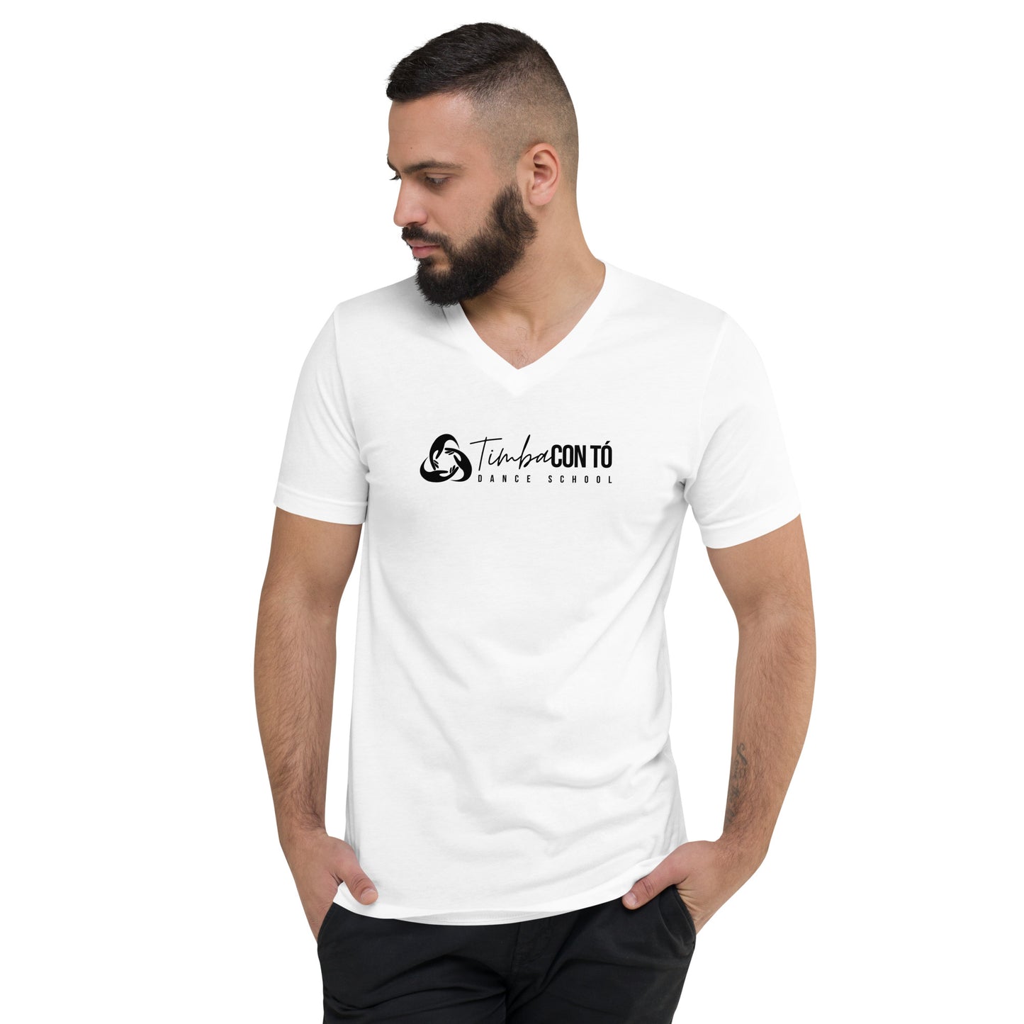 White Unisex Short Sleeve V-Neck T-Shirt
