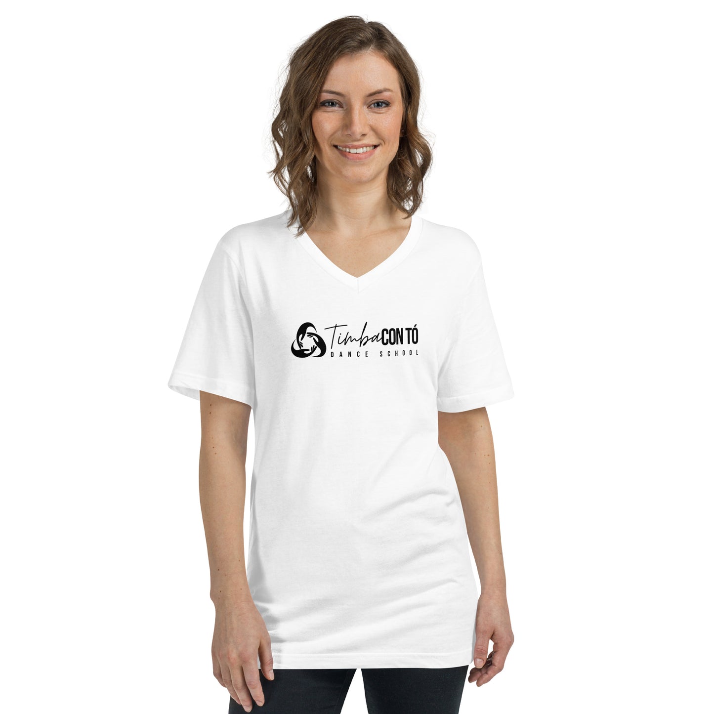White Unisex Short Sleeve V-Neck T-Shirt