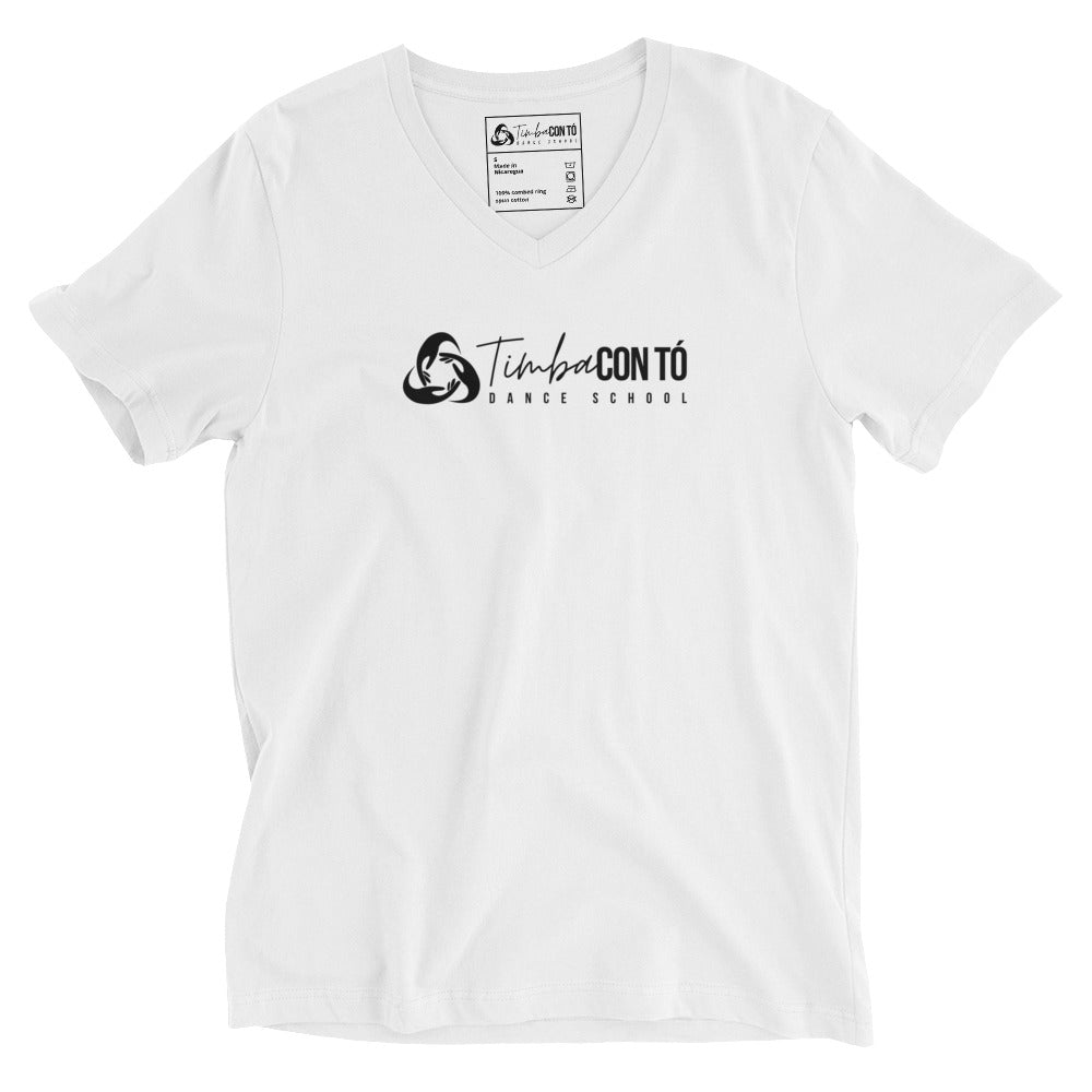 White Unisex Short Sleeve V-Neck T-Shirt