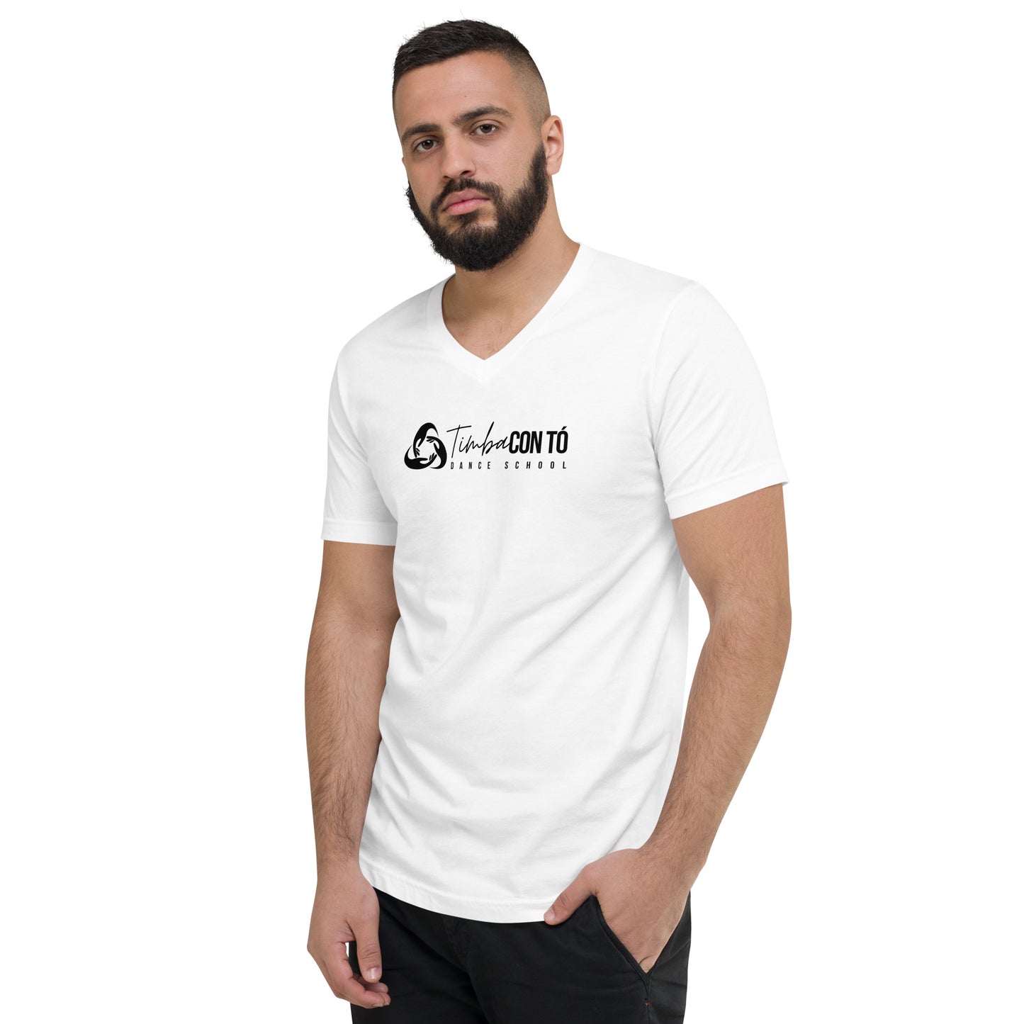 White Unisex Short Sleeve V-Neck T-Shirt
