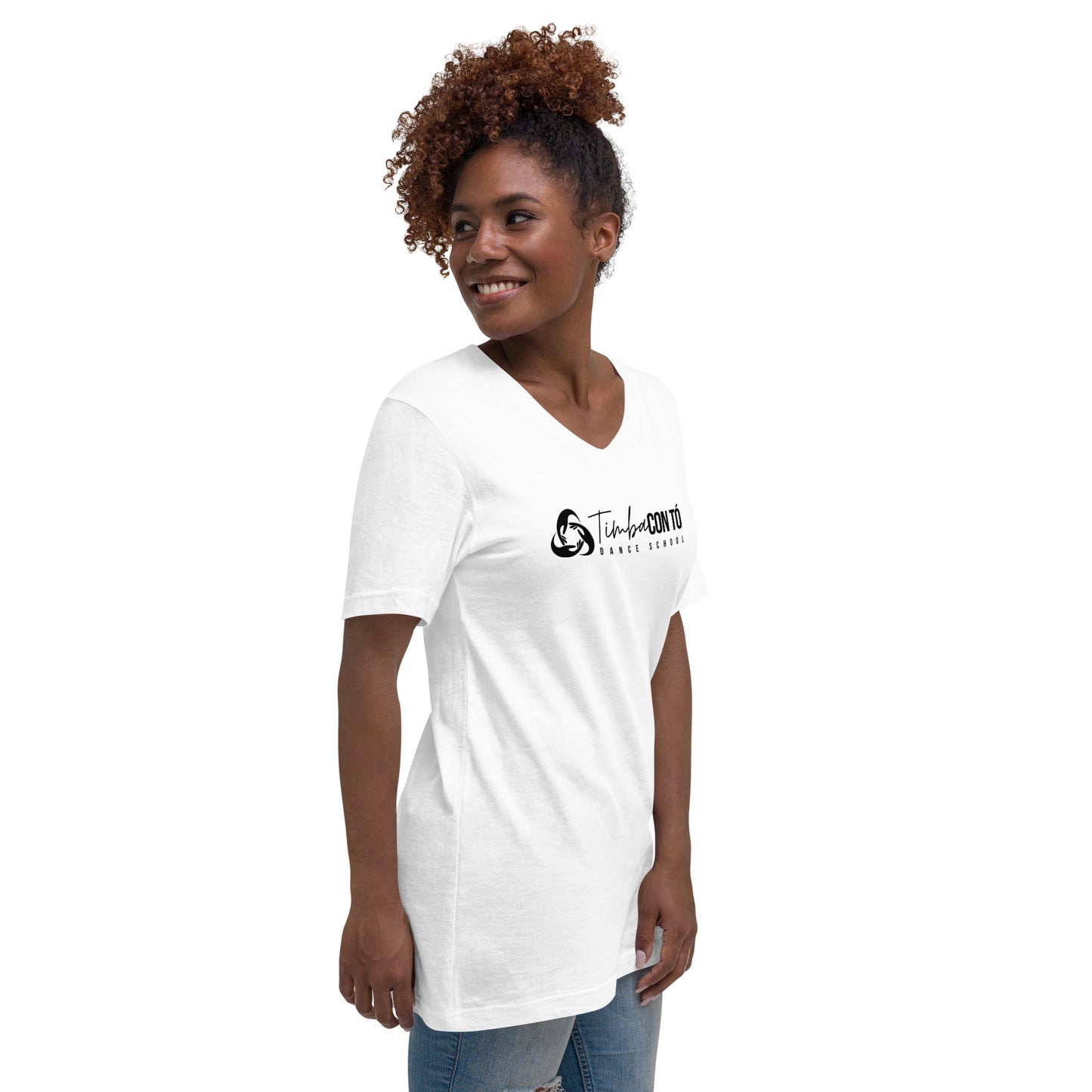 White Unisex Short Sleeve V-Neck T-Shirt