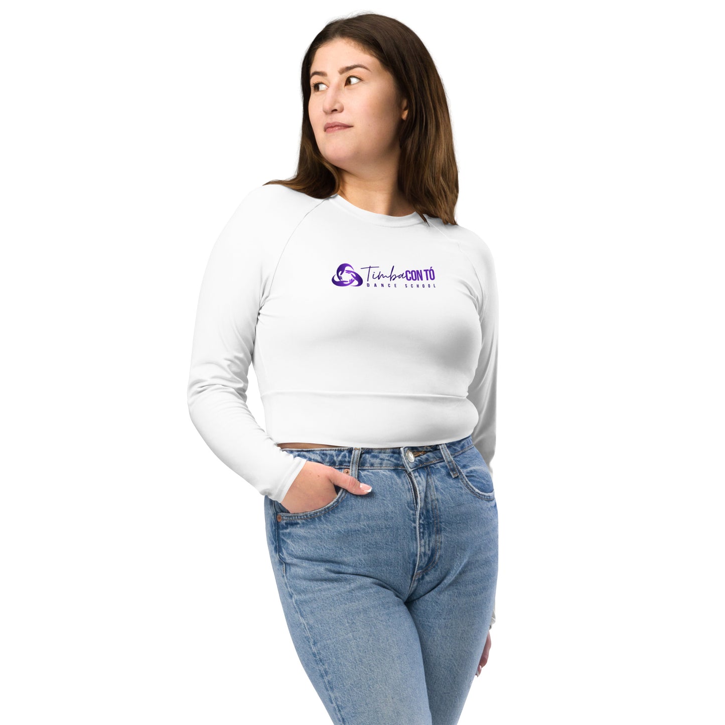 White Recycled long-sleeve crop top