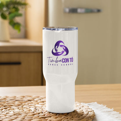 White Travel mug with a handle
