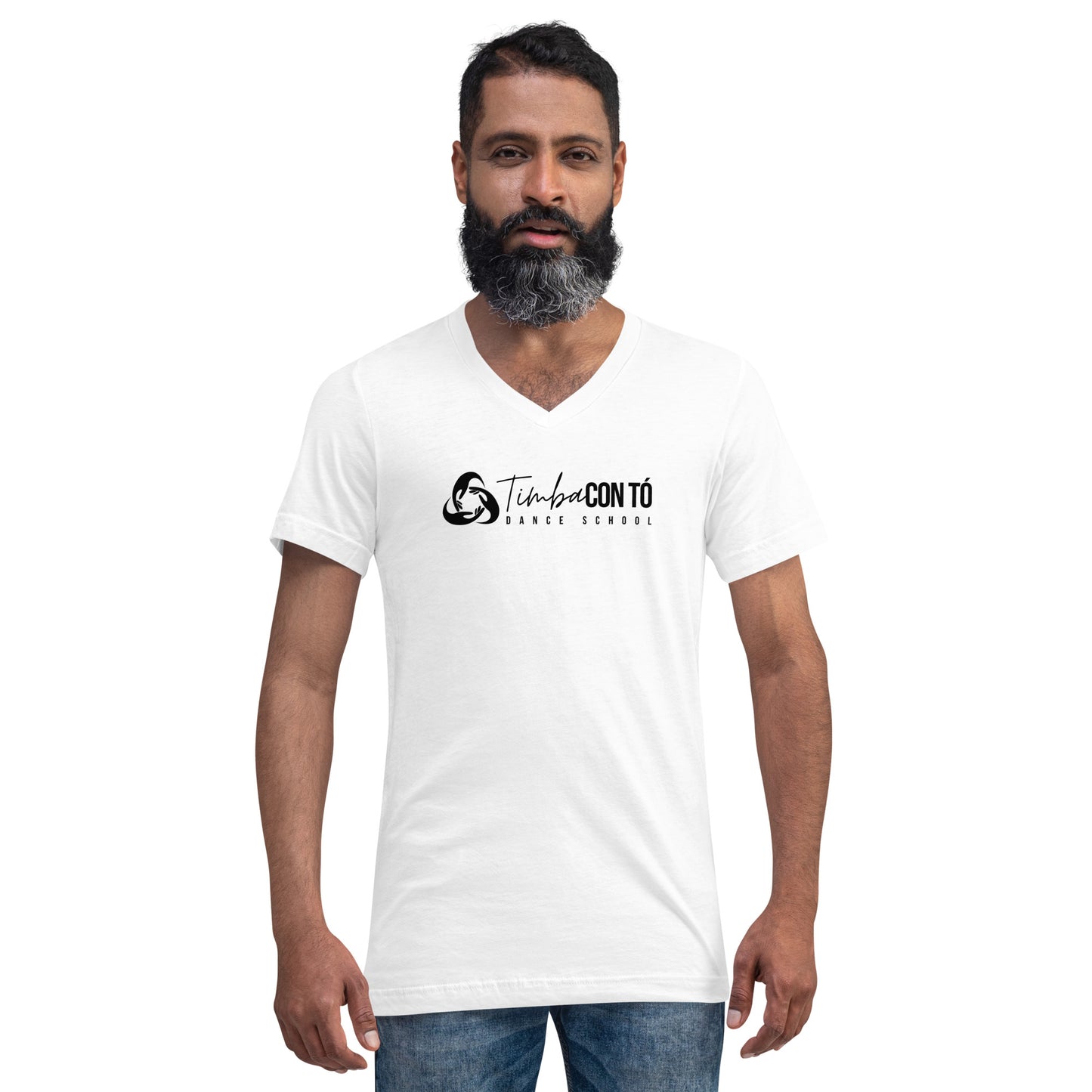 White Unisex Short Sleeve V-Neck T-Shirt