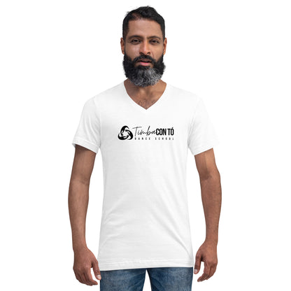 White Unisex Short Sleeve V-Neck T-Shirt
